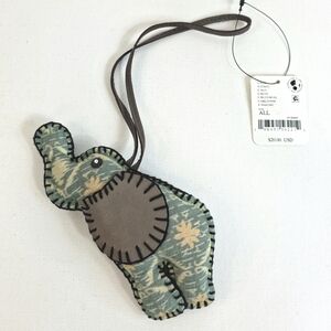 Free People Kantha Elephant Bag Charm Keychain Cotton Leather Boho Accessory NWT